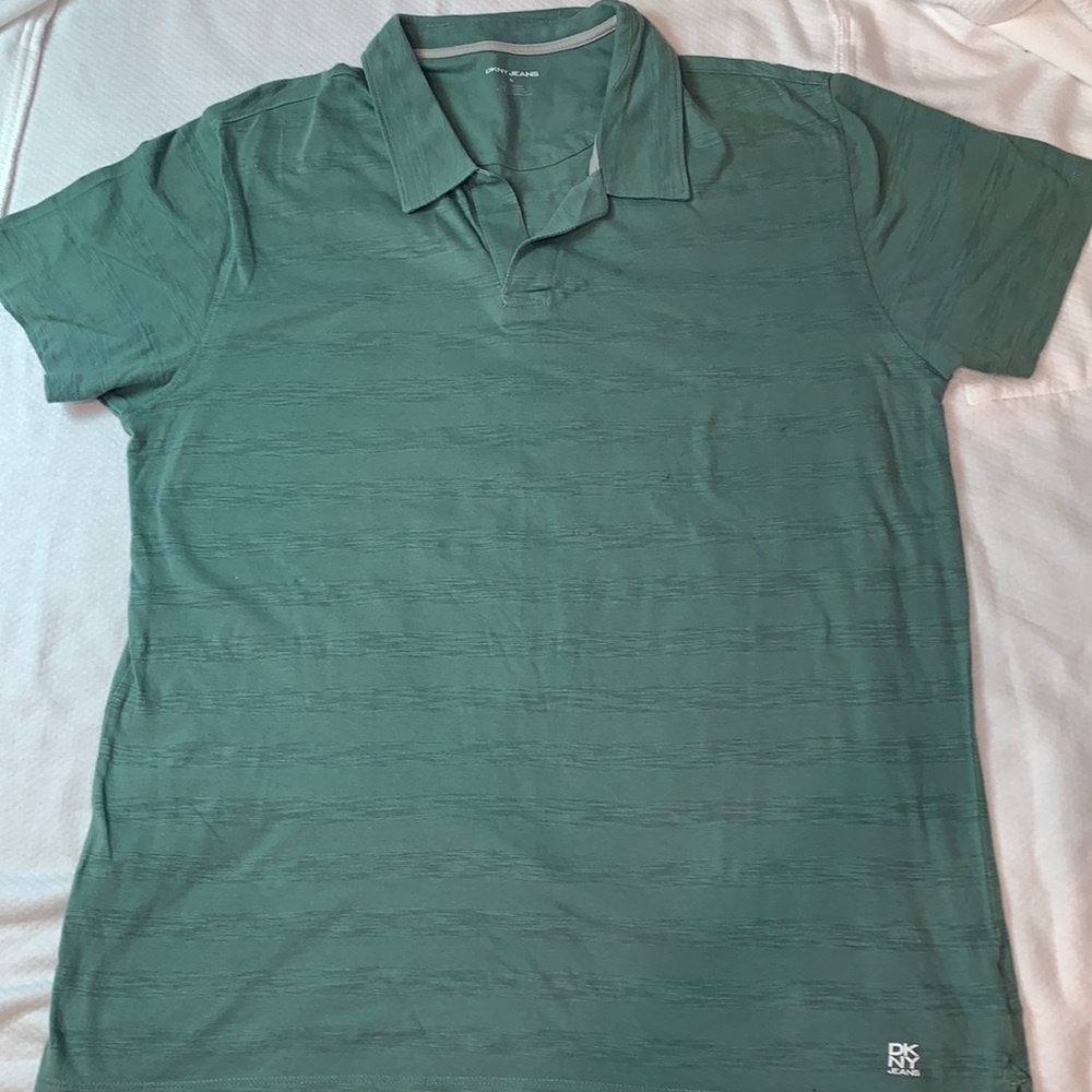 DKNY Jeans Mens Short Sleeve Green Polo Shirt!
